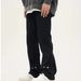 Men's Clothing High street design buttoned flared denim trousers spring niche hip hop straight slim men's trousers_viptrois.com