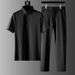 Men's Clothing Light Luxury Business Casual Ice Silk Suit Summer Casual Short Sleeved Thin Striped Two Piece Suit_viptrois.com