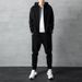 Men's Cotton Hooded Sweatshirt & Jogger Set - Casual Winter Sportswear Two-Piece Outfit With Logo Embroidery Option (Black, Grey, M-4XL)_viptrois.com