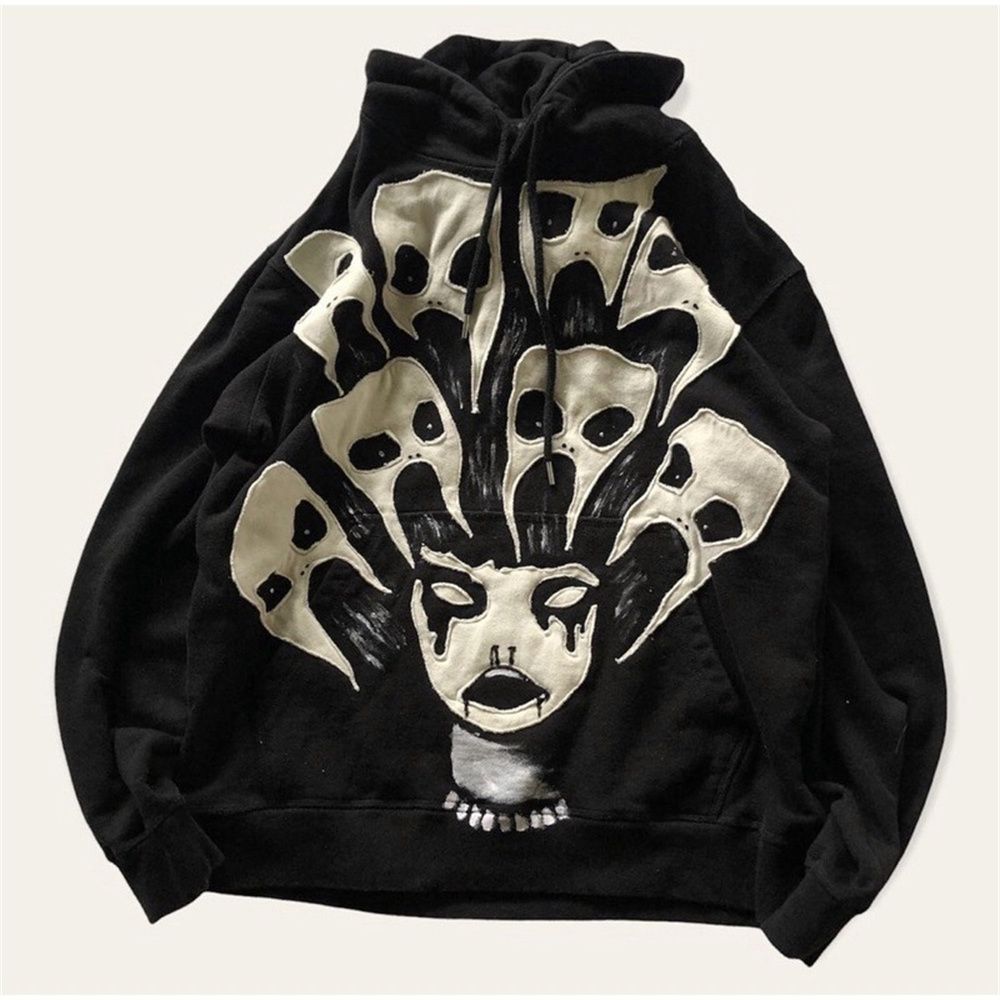 2027 Fashion Y2K Hip-Hop Dark Retro Hoodies Women/Men Quilted 3D Heavyweight Quilt Embroidery Loose-Fitting Long Sleeve Loose Hooded Sweatshirts_viptrois.com