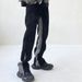 Men's Clothing Design Contrast Color Stitching Tassel Jeans High Street Color Matching Slim Fit Flared Trousers_viptrois.com