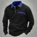 Men's Long Sleeve Waffle Knit Polo Shirt - Casual Loose Fit Button Down Collar T-Shirt For Autumn & Spring - Solid Color Breathable Fabric_viptrois.com
