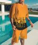 Men's Clothing 3D Printing Simple Halloween Printing Creative Casual Loose T-shirt Shorts Men's Suit_viptrois.com