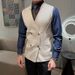 Men's Slim-Fit Wool Vest – Double-Breasted & V-Neck (Striped Knit Sleeveless Waistcoat For Layering)_viptrois.com
