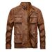 Men's Vintage Washed PU Leather Jacket – Retro Biker Style Coat (Khaki/Black/White/Denim Blue/Espresso, M-5XL)_viptrois.com