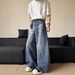 Men's Clothing Street Washed Cat Whisker Wide Leg Scimitar Jeans For Men And Women, Handsome And Slim, Couple T Shirt, Sickle Pants Trend_viptrois.com