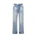 Men's Clothing Ice Blue Faded Lightning Pattern Vintage Washed Jeans Cleanfit Distressed Flared_viptrois.com