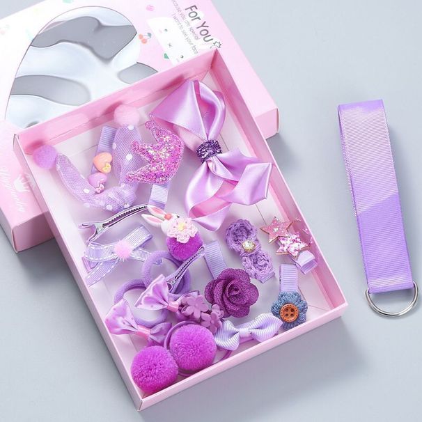 Kids Clothing 18 Piece Set Portable Gift Box Hair Rope Princess Little Girl Hair Rope Baby Hair Clip Gift Box Set_viptrois.com