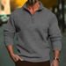 Men's Slim-Fit Half-Zip Sweatshirt – Minimalist Stand Collar Pullover, Lightweight Polyester Casual Top_viptrois.com