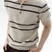 Men's Clothing Men's Long Sleeved T-Shirt Striped Shirt Casual Versatile Fashionable Everyday Wear Collared Top_viptrois.com
