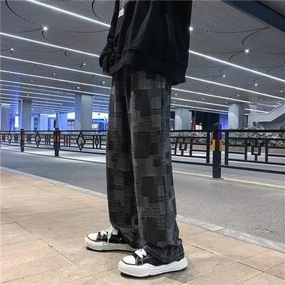Men's Clothing Brand Straight Jeans Men's Spring New Loose Wide Leg Pants Irregular Square Casual Mopping Trousers_viptrois.com