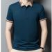 Summer Polo Shirt With Lapel, Solid Color, Casual Men's Short Sleeved T-shirt, Business Korean Version, Slim Fitting_viptrois.com