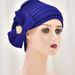Women's Hijab New beaded bow hat space layer fabric solid color ethnic hat Baotou hat_viptrois.com