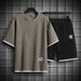 Men's Clothing Sports Shorts Full Print Simple Casual Versatile Two Piece Suit_viptrois.com