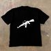 West Coast Gangster AK Rap T-Shirt Men's American Trend Line Printing Short Sleeve 230G Heavy Cotton Crew Neck Half Sleeve_viptrois.com