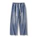 Men's Vintage Washed Denim Jeans – Relaxed Straight Fit | Retro High-Waisted Wide Leg Pants For Casual Streetwear_viptrois.com