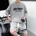 Men's Clothing Waffle Suit Youth Casual Sportswear With Handsome Shorts Short Sleeved Two Piece Suit_viptrois.com