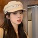 Autumn Women's PU Leather Buckle Star Beret High-end Style Large Head Circumference Face-slimming Navy Hat_viptrois.com