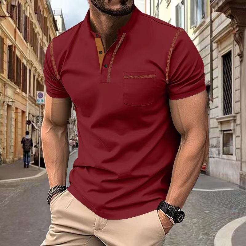 Men's Clothing Men's Short Sleeved T Shirt Foreign Trade Independent Station Quick Drying Casual American Henry Polo_viptrois.com