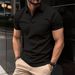 Men's Clothing Men's Summer Sports Fitness Leisure Stretch Vertical Strip Short Sleeved Polo Shirt Men_viptrois.com