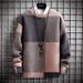 Men's Clothing Autumn And Winter Contrast Color Round Neck Sweater Loose Youth Fashion Pullover Sweater_viptrois.com