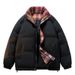 Stand-up Collar Plaid Placket Cotton-padded Clothes For Men And Women, Bread Clothes, Cotton-padded Jackets For Men._viptrois.com
