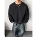 Long Sleeved Solid Color Round Neck Hoodie With Trendy Temperament And Fashionable Design Sense, Versatile Loose Top_viptrois.com