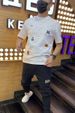 Summer New Short Sleeved For Men's Printed Slim Fit Half Sleeve Versatile Elastic Round Neck Casual Fashion Brand_viptrois.com