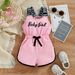 Children's Clothing Ins Girls Letter Print Pull Up Jumpsuit Suspenders Bow Jumpsuit Spot_viptrois.com