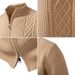 Men's Stand Collar Cardigan Sweater, Thick Knit Pullover With Button Front, Modal-Spandex Blend, Casual & Sporty Style, Grey/Black/Tan/Khaki/Brown_viptrois.com