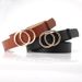 Women's Belts double-ring belt round buckle alloy snap belt student simple trouser belt sweater coat decorative belt_viptrois.com
