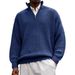 Men's Stylish Half-Zip Polo Sweater - Breathable Wool Blend Knit, Comfortable Long Sleeve Stand Collar Pullover For Casual & Office Wear_viptrois.com