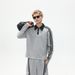 Men's Retro Stripe Color-Block Collar Sweatshirt & Joggers Set – Vintage College Style Long Sleeve Outfit_viptrois.com