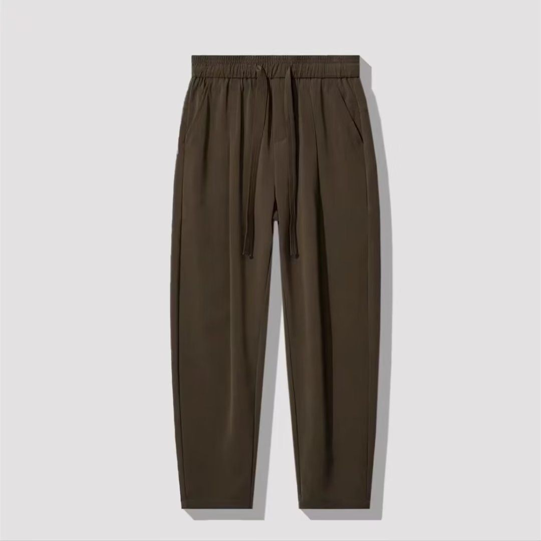 Men's Clothing Men's casual pants for autumn new trendy solid color basic loose drape straight suit pants_viptrois.com