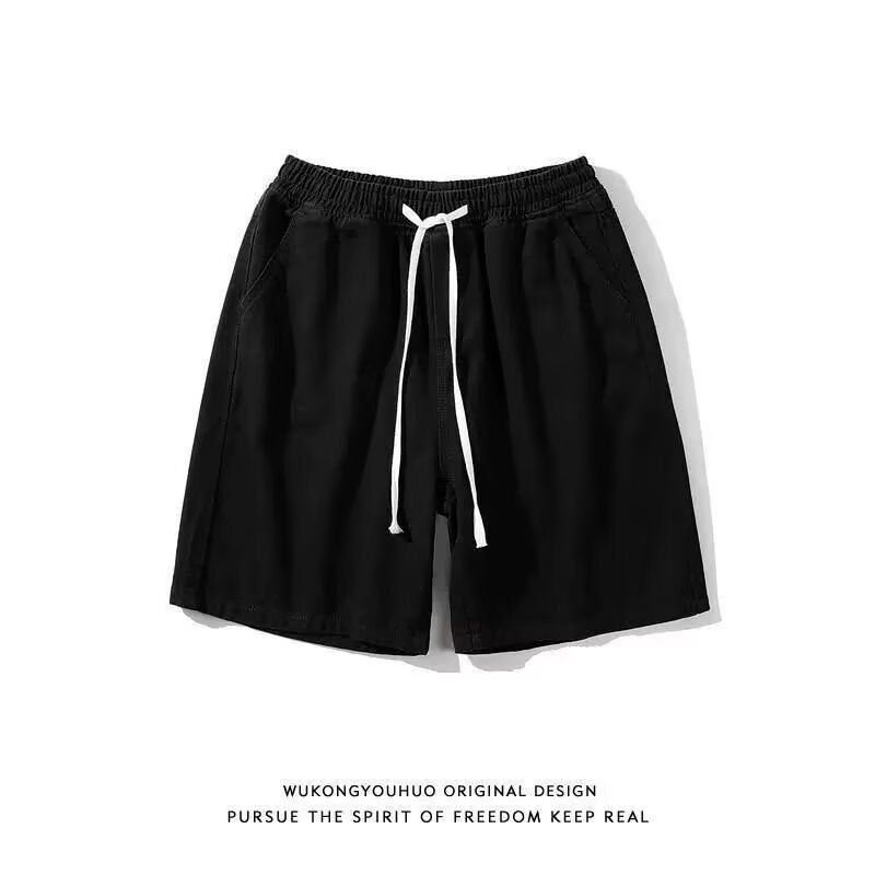 Men's Clothing Men's Summer Denim Shorts Trendy Style Loose Straight Leg Casual Elastic Waist Five Point Pants_viptrois.com
