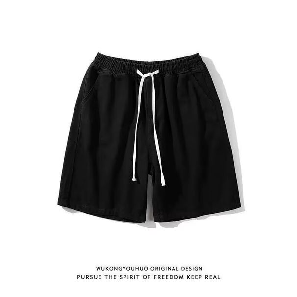 Men's Clothing Men's Summer Denim Shorts Trendy Style Loose Straight Leg Casual Elastic Waist Five Point Pants_viptrois.com