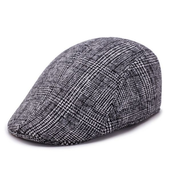 Middle-aged And Elderly Duckbill Beret Korean Version Winter Plaid Forward Cap Warm Pattern Men's Hat_viptrois.com