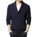 Men's Thick Knit Button Cardigan - Winter Warm V-Neck Wool Sweater With Shawl Collar, Solid Color Casual Pullover For Fall & Winter_viptrois.com