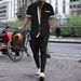 Summer New Short Sleeve Shirt And Long Pants Two-Piece Set Sports Casual Men's Suit_viptrois.com