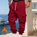 Men's Fleece-Lined Cargo Pants - Winter Warm Casual Joggers With Multiple Pockets, Loose Fit, Elastic Waist, Comfortable & Stylish For Everyday Wear_viptrois.com