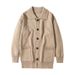 Solid Color Loose Collar Knitted Cardigan Men's Autumn New Item, Youth Fashion Sweater Jacket_viptrois.com