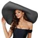 Women's beach straw fashionable oversized wide brimmed hat, summer handmade curled edge soft fur sun hat_viptrois.com