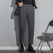 Men's Slim Straight Business Casual Trousers Anti-Wrinkle High-Drape Black Nine-Point Small Suit No-Ironing Required_viptrois.com