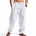 Four Seasons Men's Loose Linen Casual, Simple And Trendy Wide-leg Beach Sports Pants For Men_viptrois.com