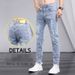 Summer Ripped Jeans For Men Korean Style Slim Fit Nine Point Skinny Jeans Trendy Brand Light Color Spring And Autumn Style Men's Pants_viptrois.com