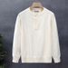 Men's Clothing Henry Collar Long Sleeve Sweater Pullover Striped Men's Round Neck Solid Color Versatile Bottoming Shirt Solid Color Knitted Sweater_viptrois.com