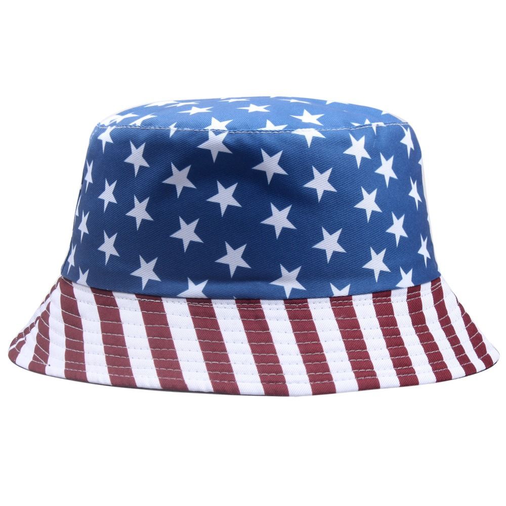 American Flag Five-Pointed Star Bucket Ins Fisherman Sun Protection Visor Hat Women's Trendy Versatile_viptrois.com