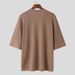 2025 Summer New Mid Sleeve Pit Striped Sweater Elastic Casual Loose V Neck T Shirt_viptrois.com