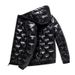 Men's Solid Hooded Down Coat Glossy Fabric Winter Coat Zip-up Puffer Jacket Long Sleeve Elastic Cuff Warmer Coat Men Clothes_viptrois.com