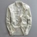 K New Men's Casual Shirt With A Gentleman's Style Stand Up Collar Shirt_viptrois.com